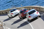 Mini Coupé, Peugeot RCZ, VW Beetle, Heckansicht