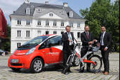 Peugeot Ion, Elektroauto, Ministerpräsident Peter Müller, Dr. Simone Peter, Bahnchef Dr. Rüdiger Grube, Saarland, Deutsche Bahn, Carsharing