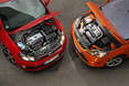 Der Ford Focus ST geht mit einem Fünfzylinder an den Start. Der VW Golf GTI schafft mit vier Zylindern fast die selbe Leistung.